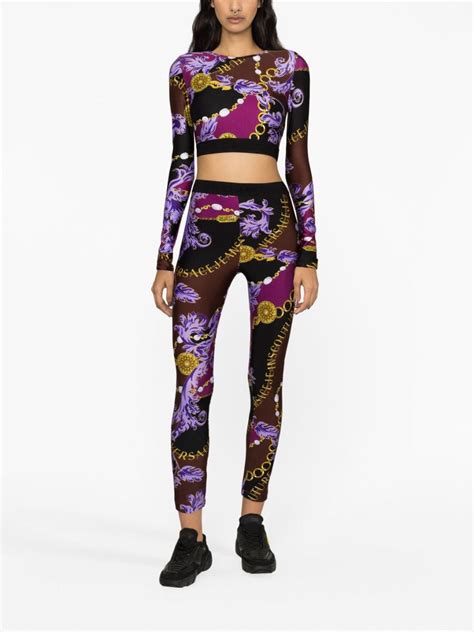 versace blueprint|Versace print leggings.